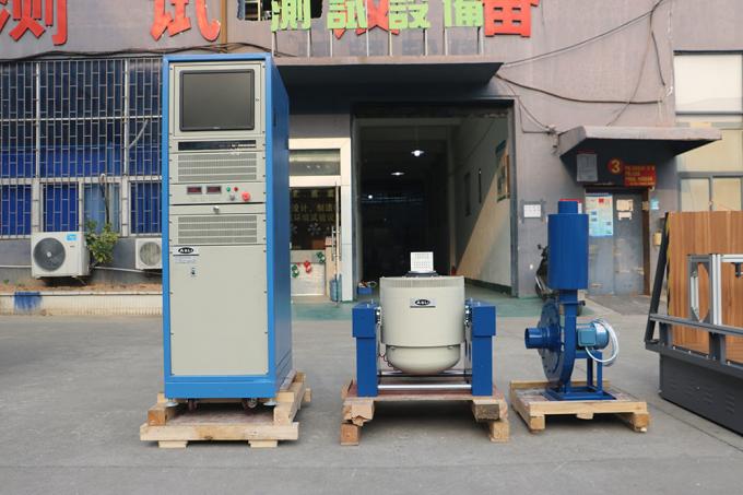 Vibration testing machine with slip table — side angle view displaying the horizontal stand and vertical expander assembly